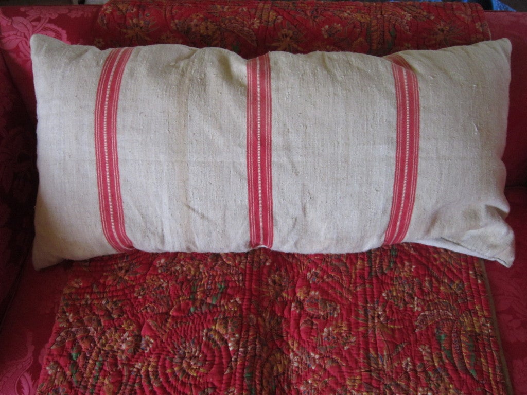 French Muslin Feed Sack Cushions For Sale 2