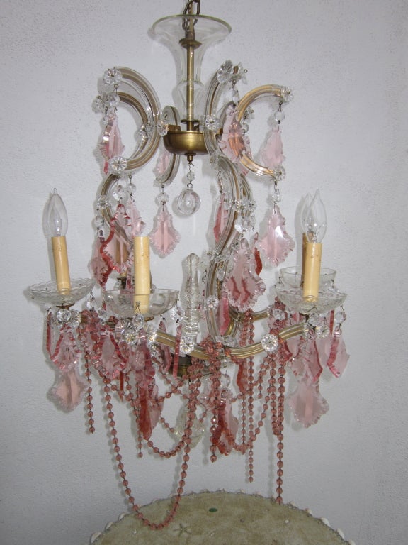 Vintage PINK Rococo Chandelier