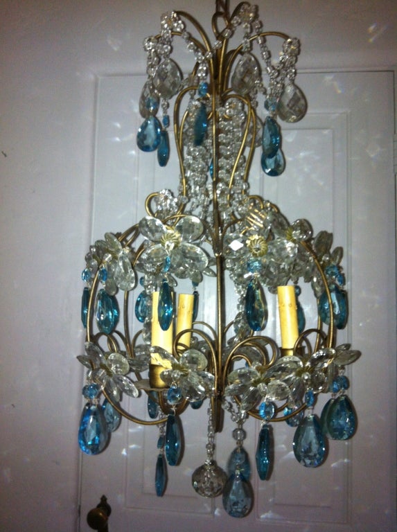 Vintage Turquoise Daisy Chandelier For Sale 5