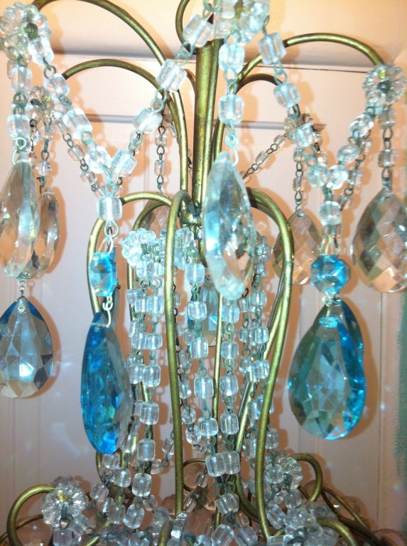 Vintage Turquoise Daisy Chandelier For Sale 6