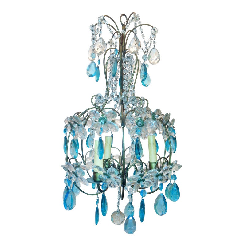Vintage Turquoise Daisy Chandelier For Sale