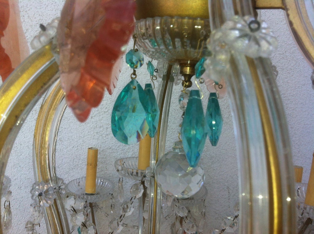 Vintage Pink and Turquoise Chandelier 1