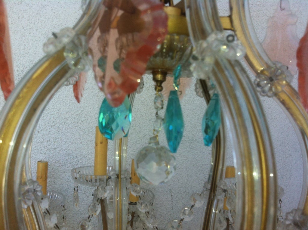 Vintage Pink and Turquoise Chandelier 2