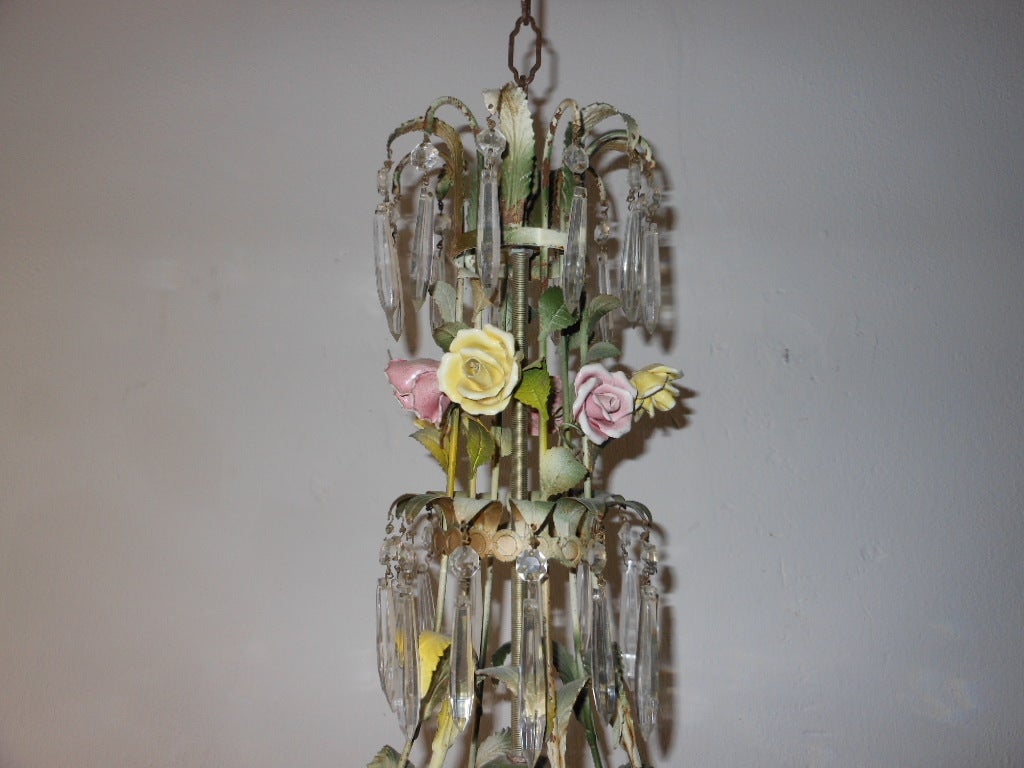 Mid-20th Century Vintage French Rose Chandelier For Sale