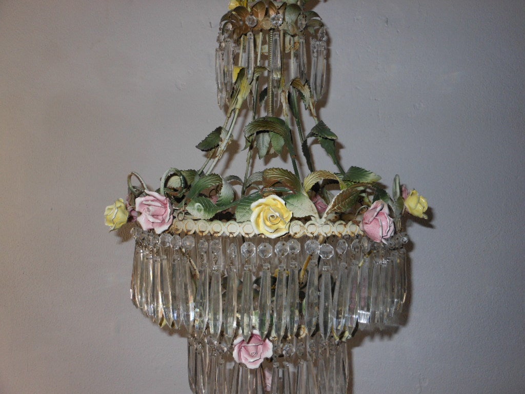 Vintage French Rose Chandelier For Sale 2