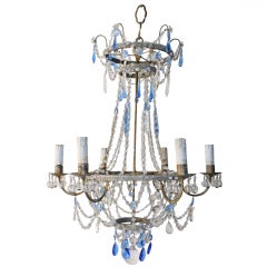 c1850 French Blue Beaded Chandelier