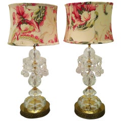 Pair Vintage Crystal Lamps