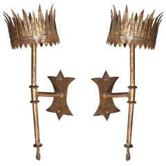 20th Century Pair of Gilt Metal Sconces