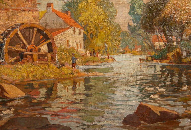 British Early 20th Century Oil Painting of a Mill For Sale