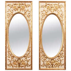 Pair of Neoclassical Parcel-Gilt Mirrors