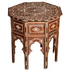 A Middle Eastern Bone Inlaid End Table