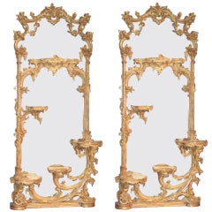 Pair of Mid. 19th C Rococo Gilt Mirrors