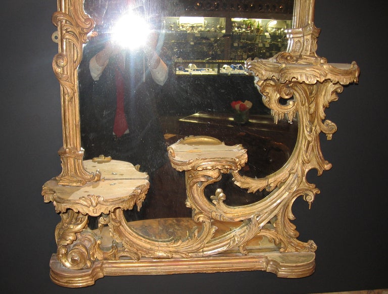 Gold Leaf Pair of Mid. 19th C Rococo Gilt Mirrors