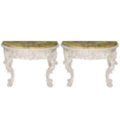 Pair Continental Early 18 th Century  Console Tables