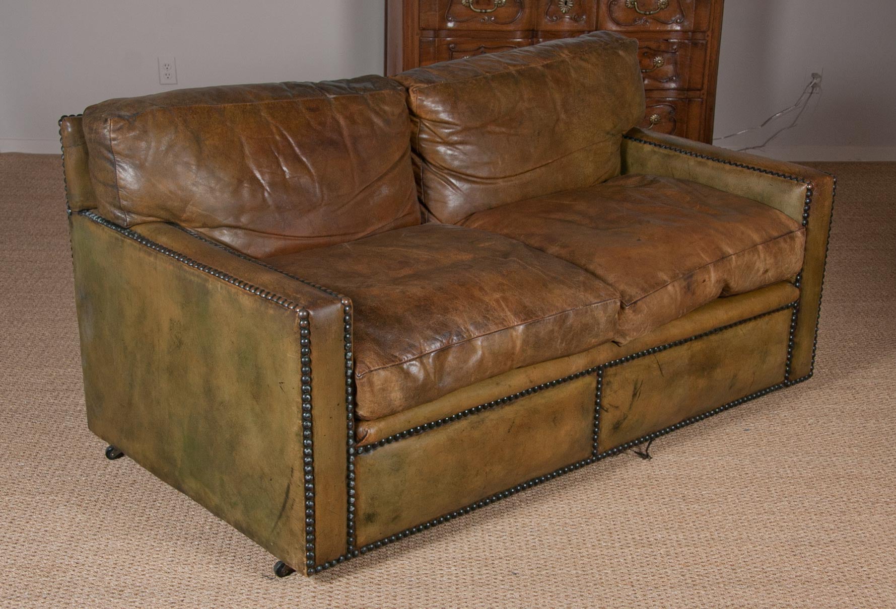 English Library Leather Sofa