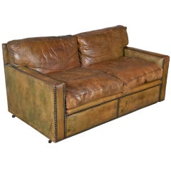English Library Leather Sofa