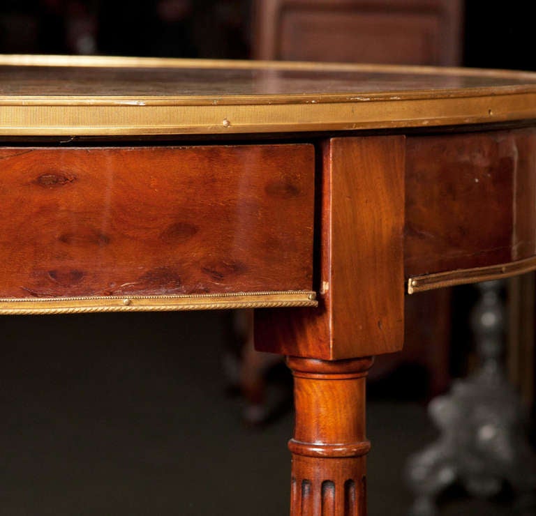 Brass French Mahogany Bouillotte Table For Sale