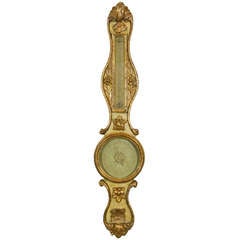 French Mid-18th Century Painted and Parcel-Gilt Barometer