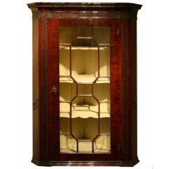 Antique Mahogany Glazed Hanging Corner Cupboard