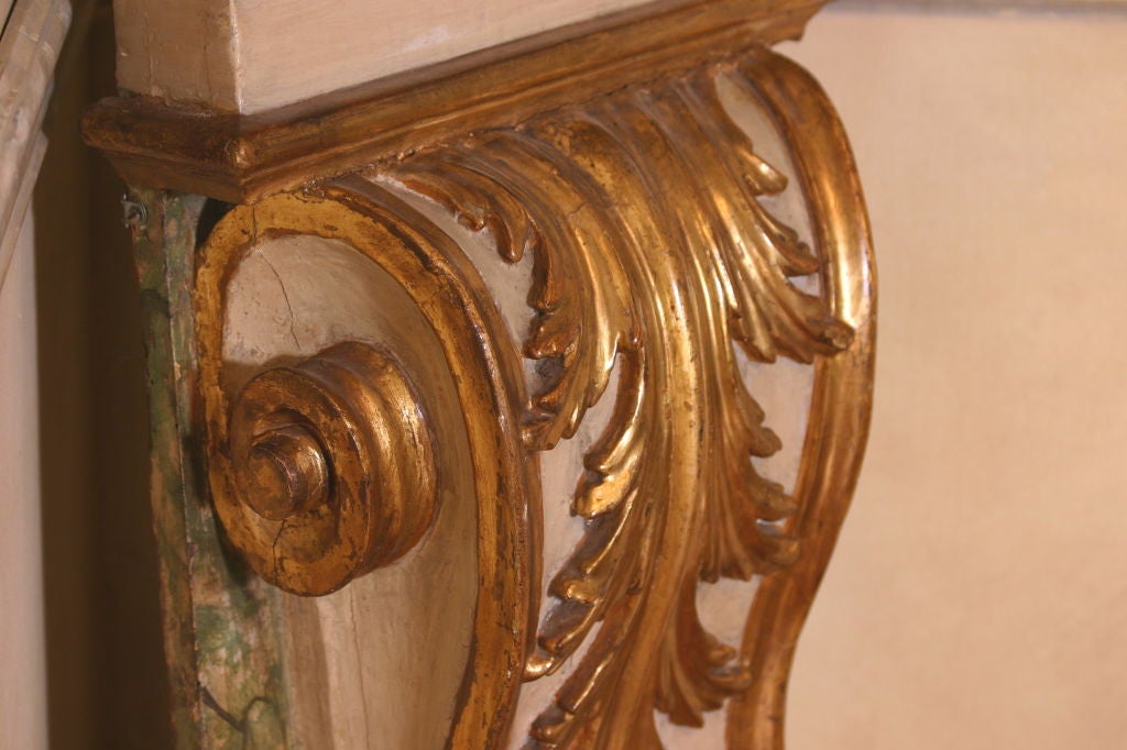 Italian Pair of Architectural Painted and Parcel-Gilt Pilasters For Sale