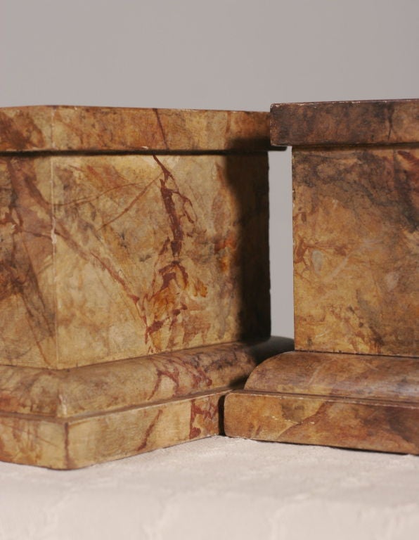 Adam Style Pair of Faux Marbleized Painted Stands For Sale