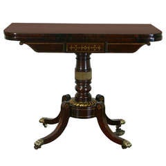 Brass Inlaid Games Table