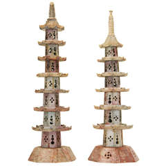 Two Chinese Soapstone Pagodas