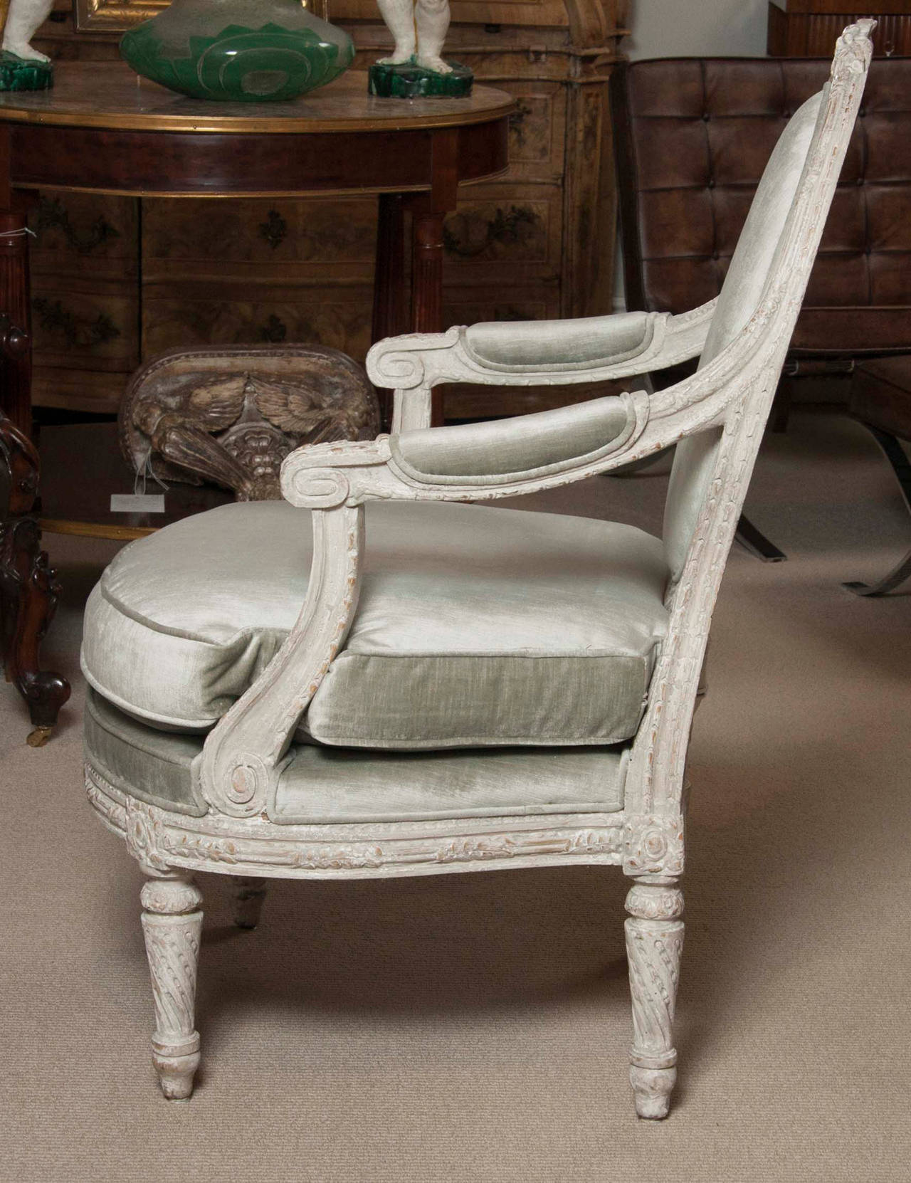 Painted Pair of Italian, Late 18th Century Armchairs For Sale