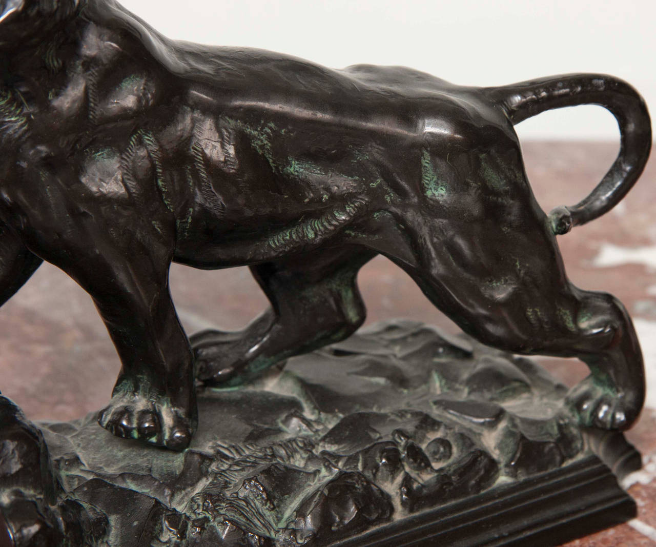 Bronzed Pair of Lion Form Bookends
