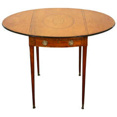 18th Century Oval Marquetry Inlaid Pembroke Table