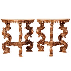 Pair Baroque Style Consoles