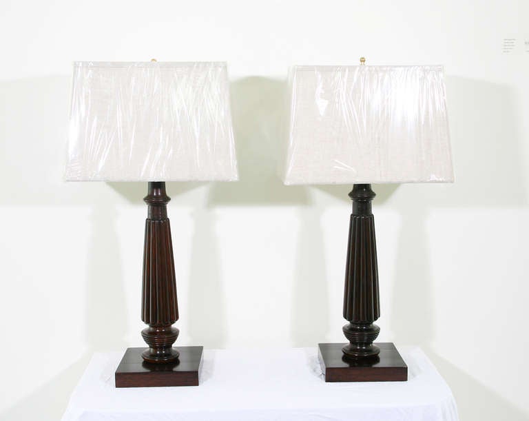 Pair of Early 19th Century Rosewood Lamps