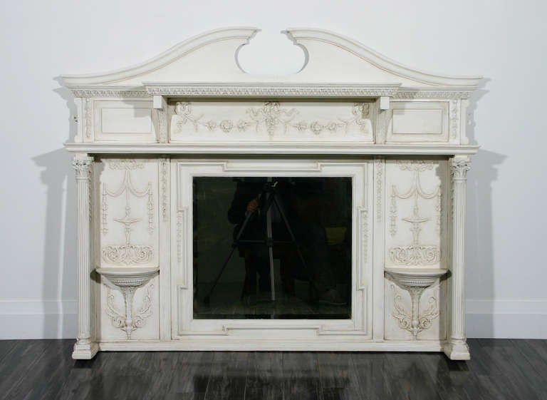 English Edwardian Period Neoclassical Style Painted over Mantel Mirror