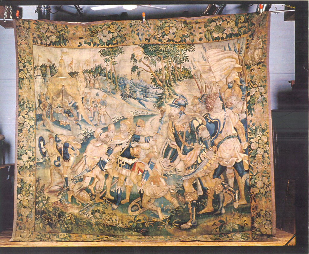 A fabulous late 16th century handwoven tapestry of Alexander the Great returning from battle Provenance: Museum of Philadelphia.