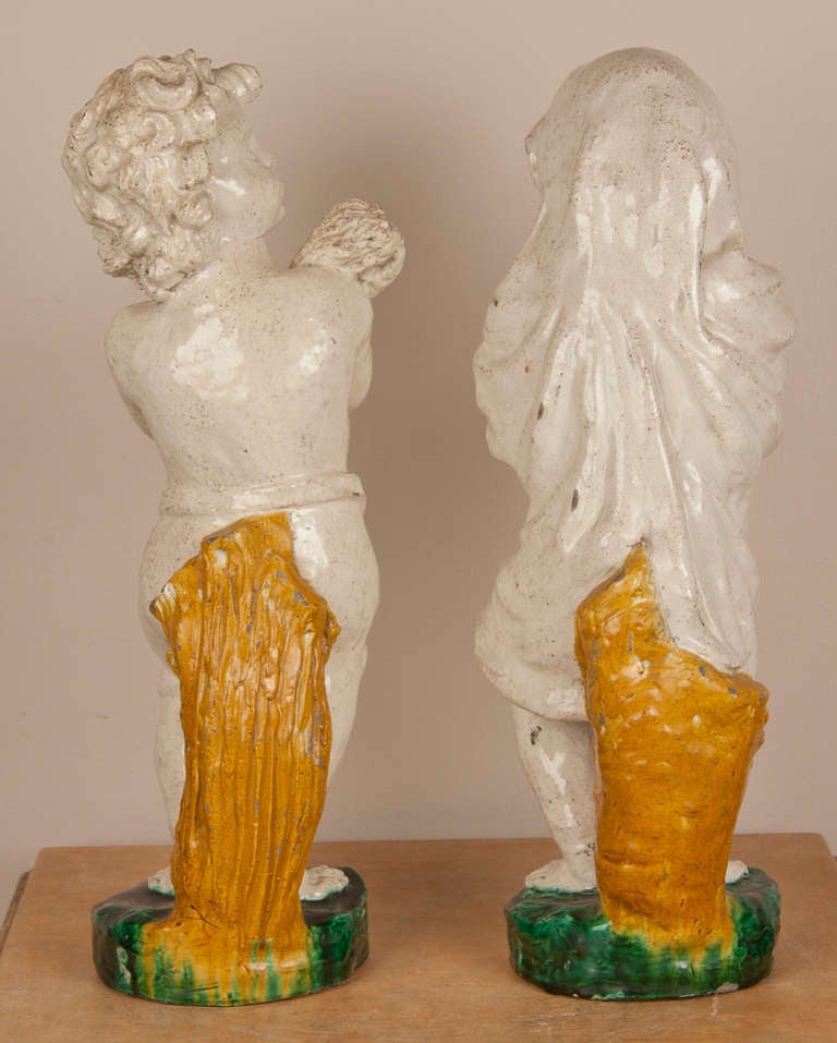 Unknown Pair of Majolica Putti For Sale