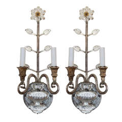 Bagues Style Pair of Silver Gilt Sconces