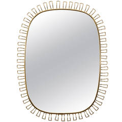 Mid-Century Brass Mirror in the Manner of Josef Frank