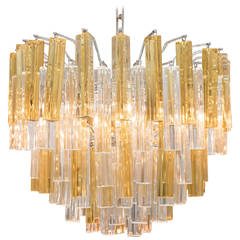 Golden Yellow and Clear Crystal Venini Pendant from Italy 10