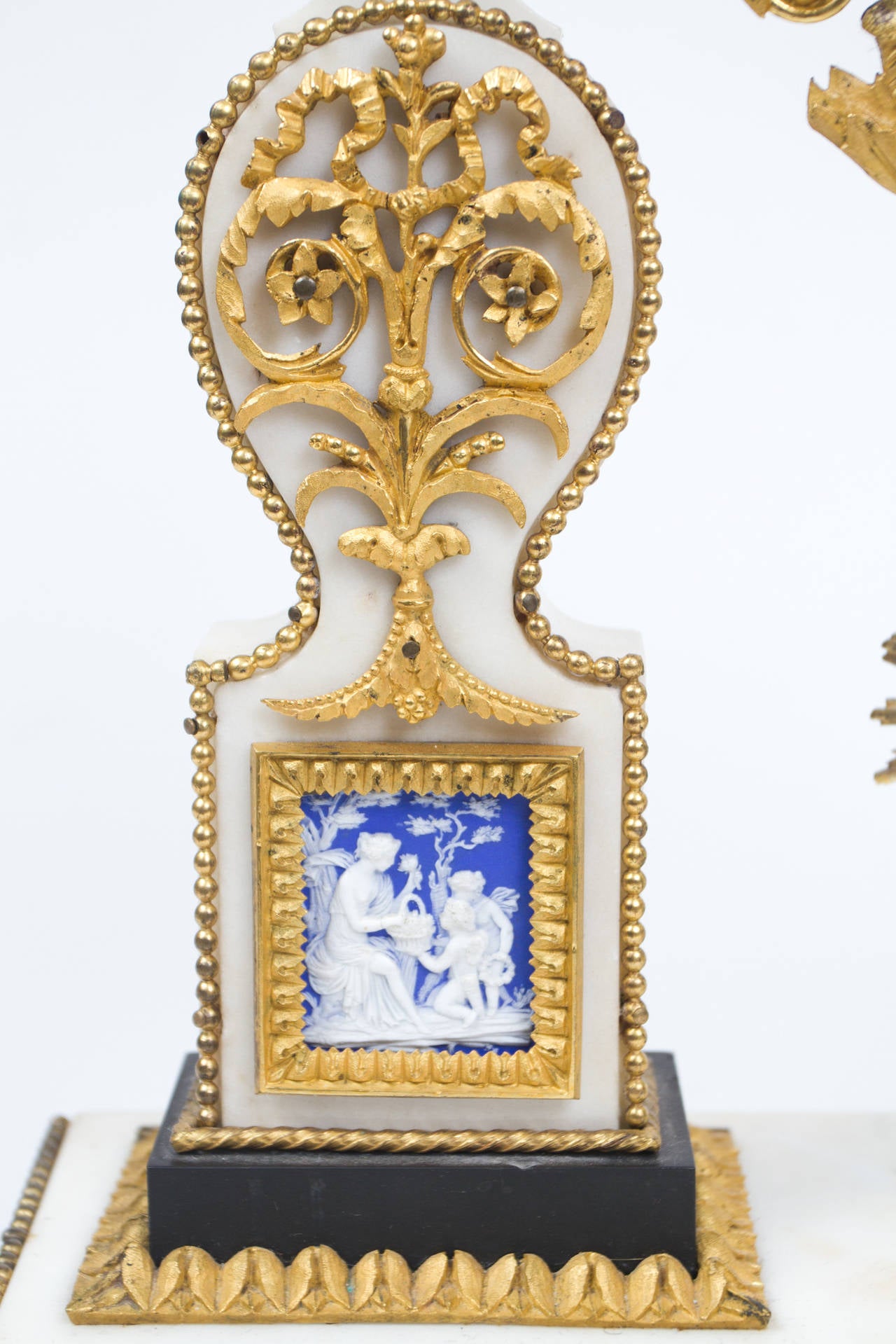 European Rare Louis XVI Period with Marble Mantel Clock For Sale