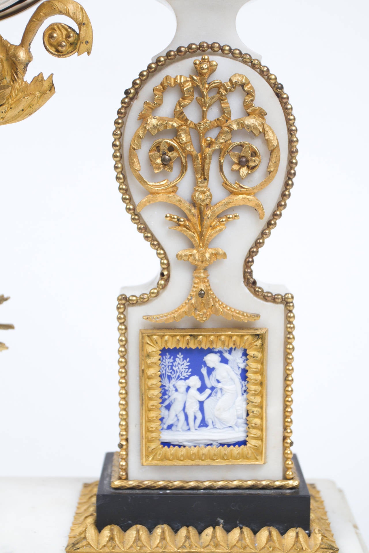 Gilt Rare Louis XVI Period with Marble Mantel Clock For Sale