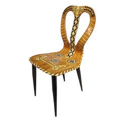 Vintage Stunning Piero Fornasetti Musicale Chair Lyre-Back Chair