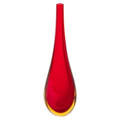 Red and Yellow Sommerso Glass Vase