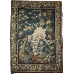 Antique Beautiful 17th Century Flemish Verdure Tapestry