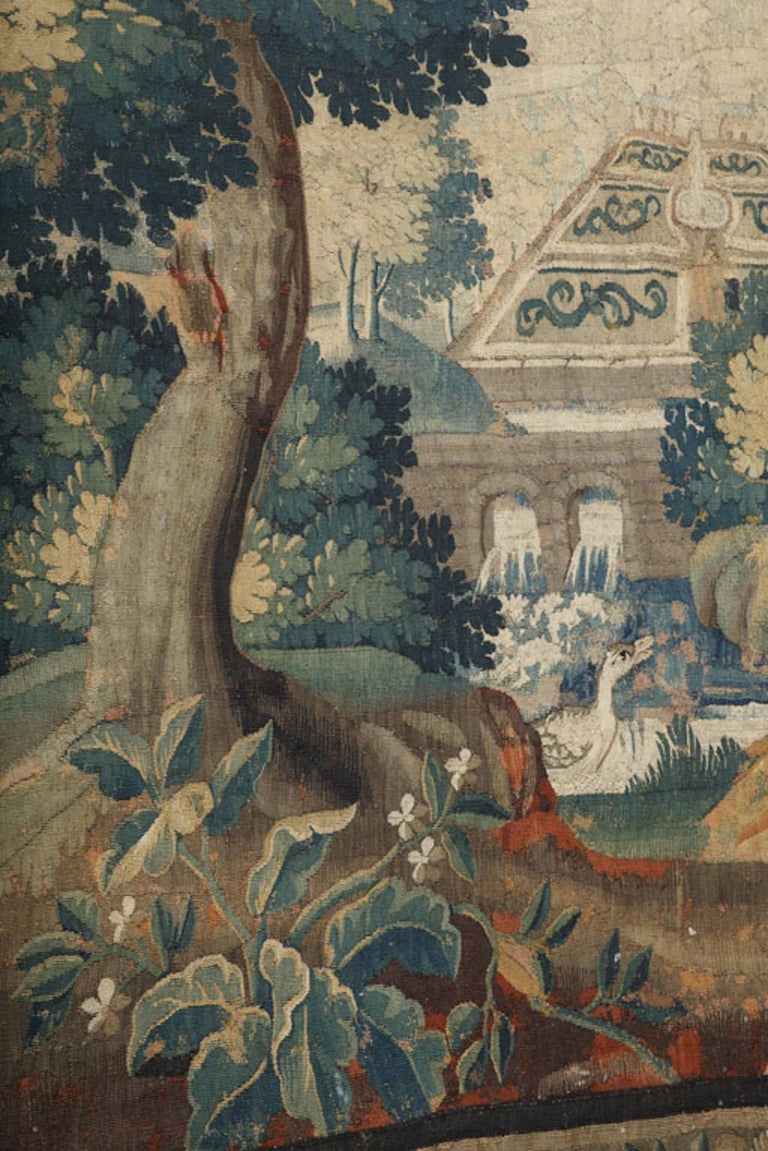 18th Century and Earlier Beautiful 17th Century Flemish Verdure Tapestry