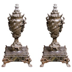 Pair of Victorian Shell Form Urns