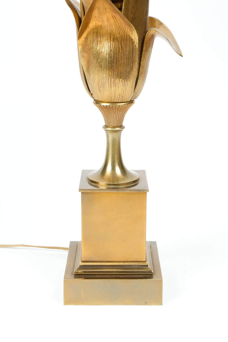 Mid-Century Modern Lampe de table « Corn » en bronze de la Maison Charles en vente