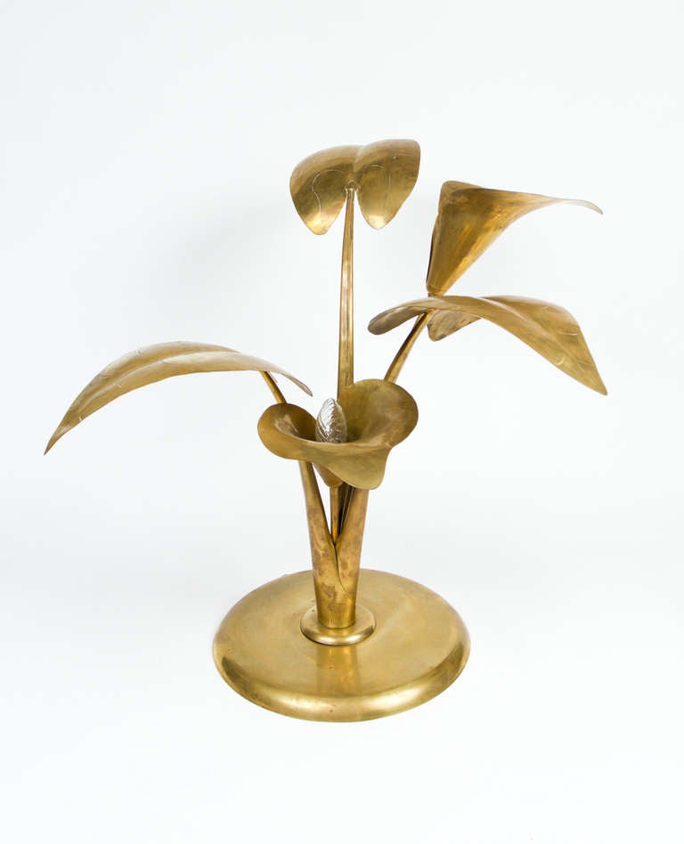 Interesting Brass Table Lamp in the Manner of Tomasso Barbi