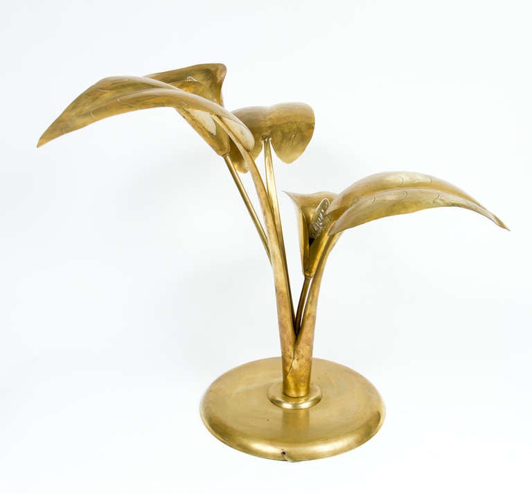 French Interesting Brass Table Lamp in the Manner of Tomasso Barbi
