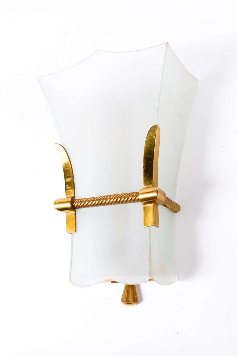 French Fine Pair Of Sconces by Marius Ernest Sabino Circa 1957