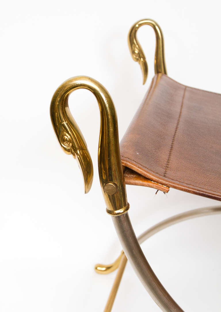 Mid-Century Modern Stylish Curule Stool by Maison Jansen